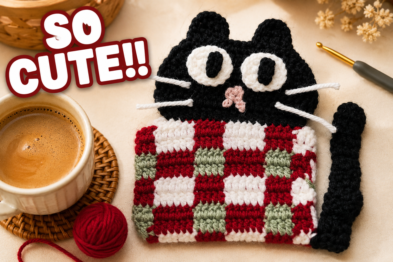 Quick Crochet Cat Coaster Pattern | Adorable Mug Rug DIY βπ