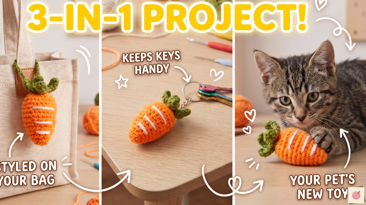 Easy Crochet Carrot Pattern: Keychain, Bag Charm or Cat Toy