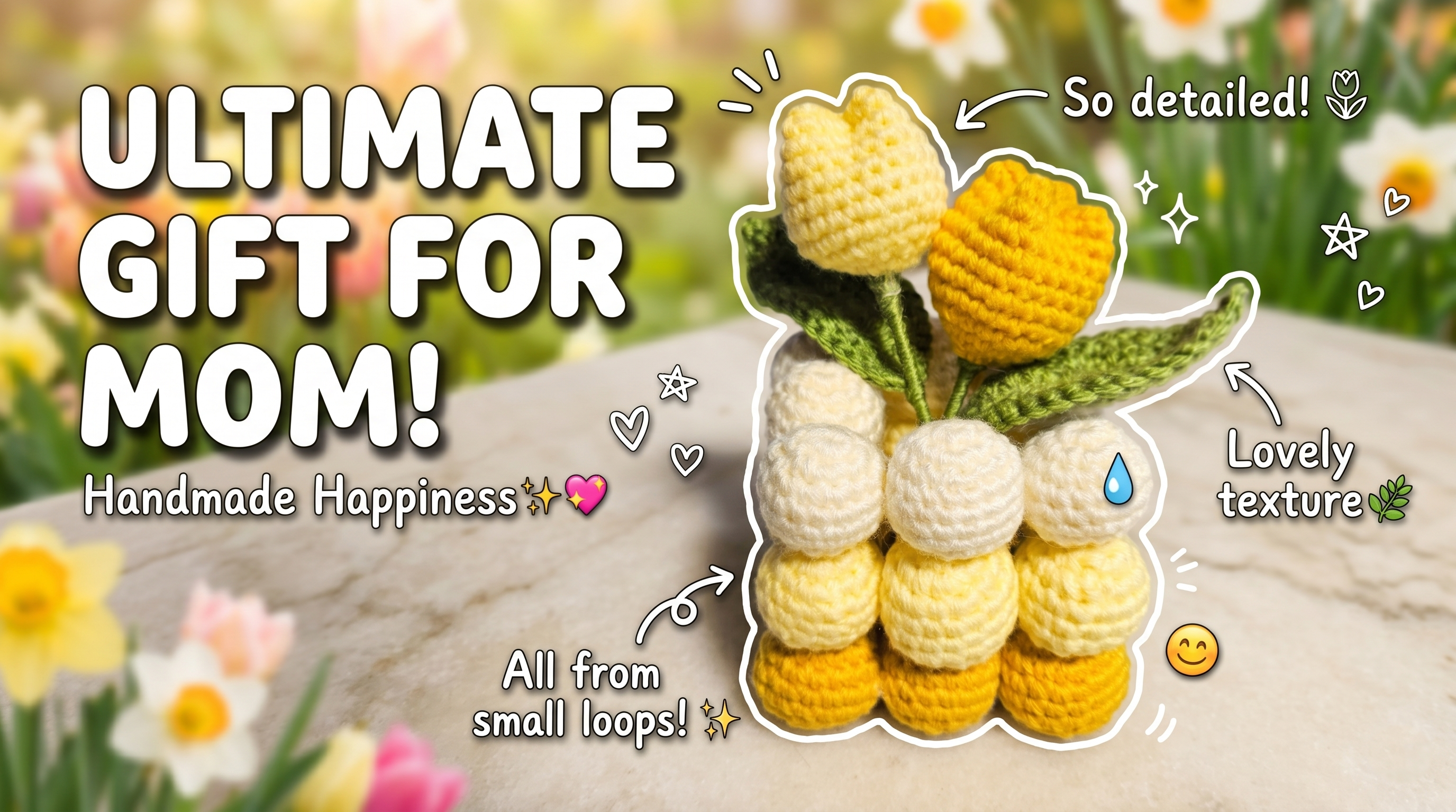 How to Crochet Realistic Tulips: Easy Flower and Wired Stem Tutorial