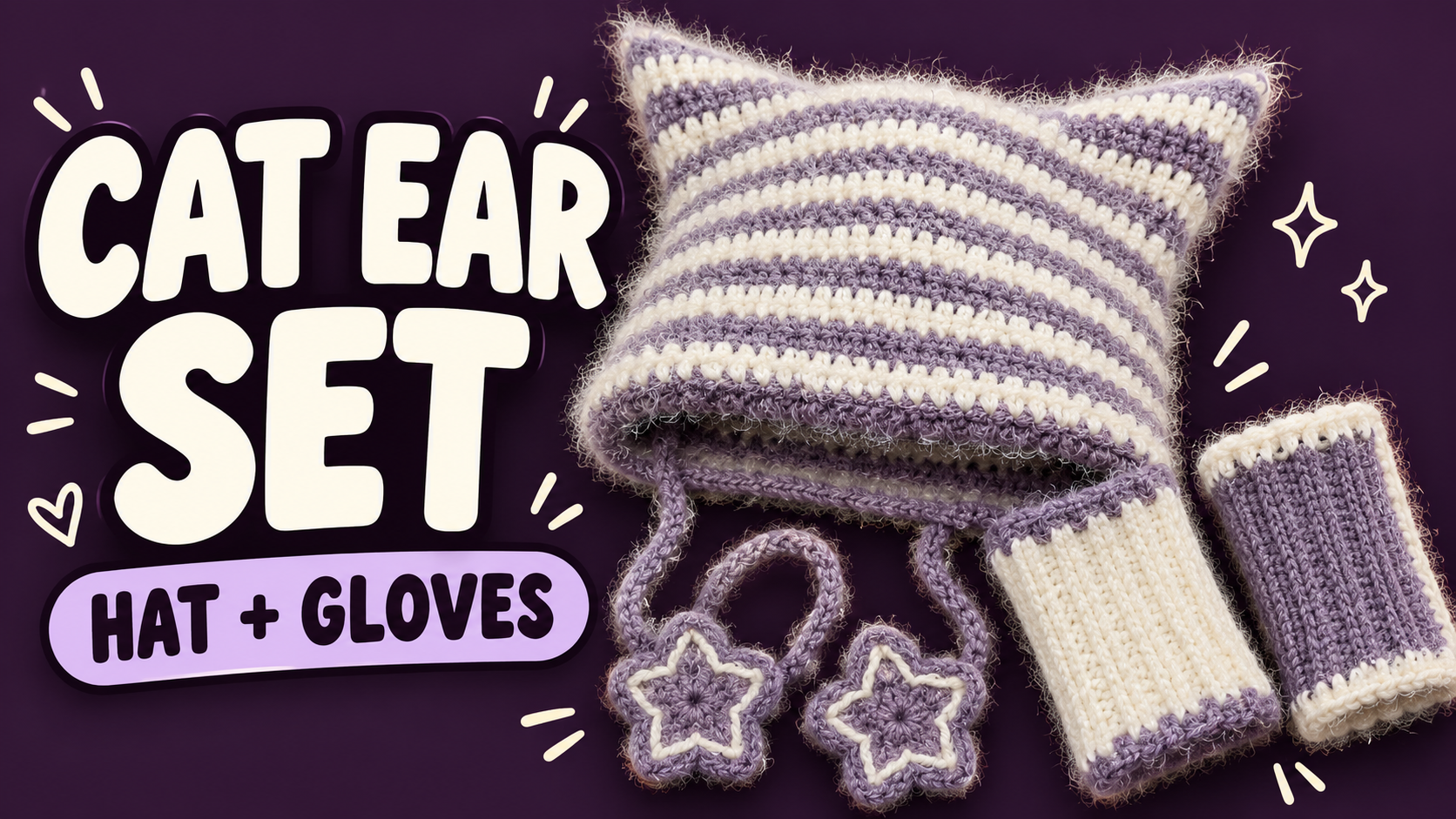 Crochet Cat Ear Beanie and Matching Gloves: A Cozy Winter Set project
