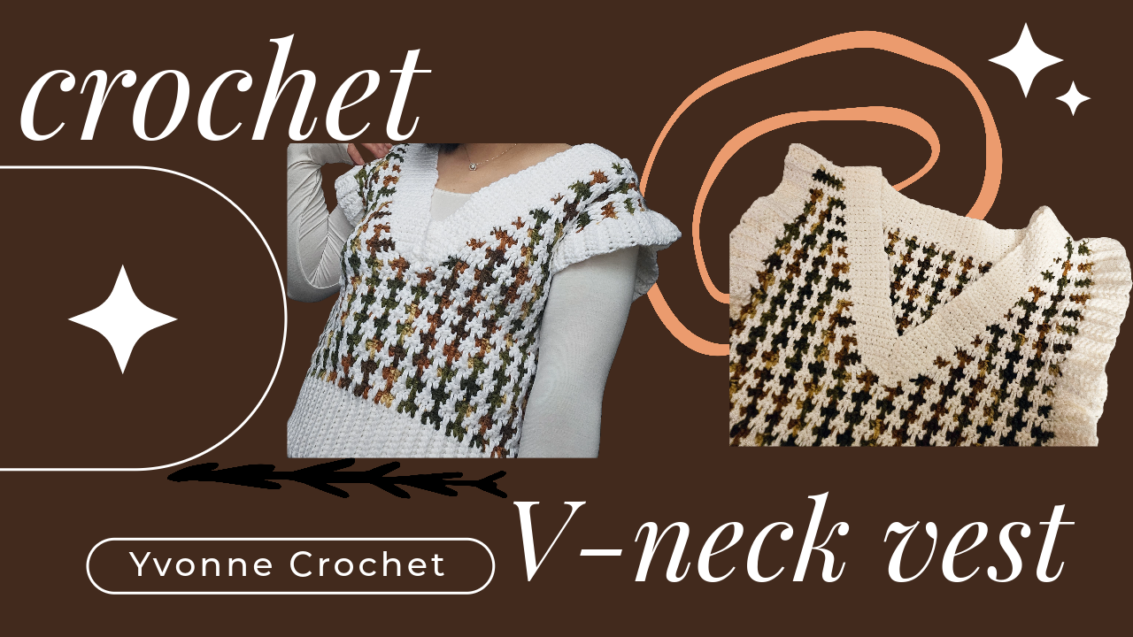 Crochet V-Neck Vest with a Two-Color Afghan Pattern | Video Tutorial project
